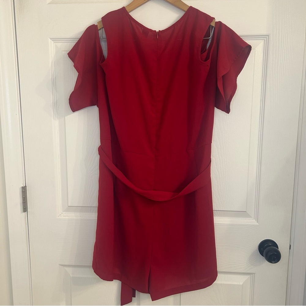 SHEIN Red Ruffle Sleeve Romper - Picture 3 of 6